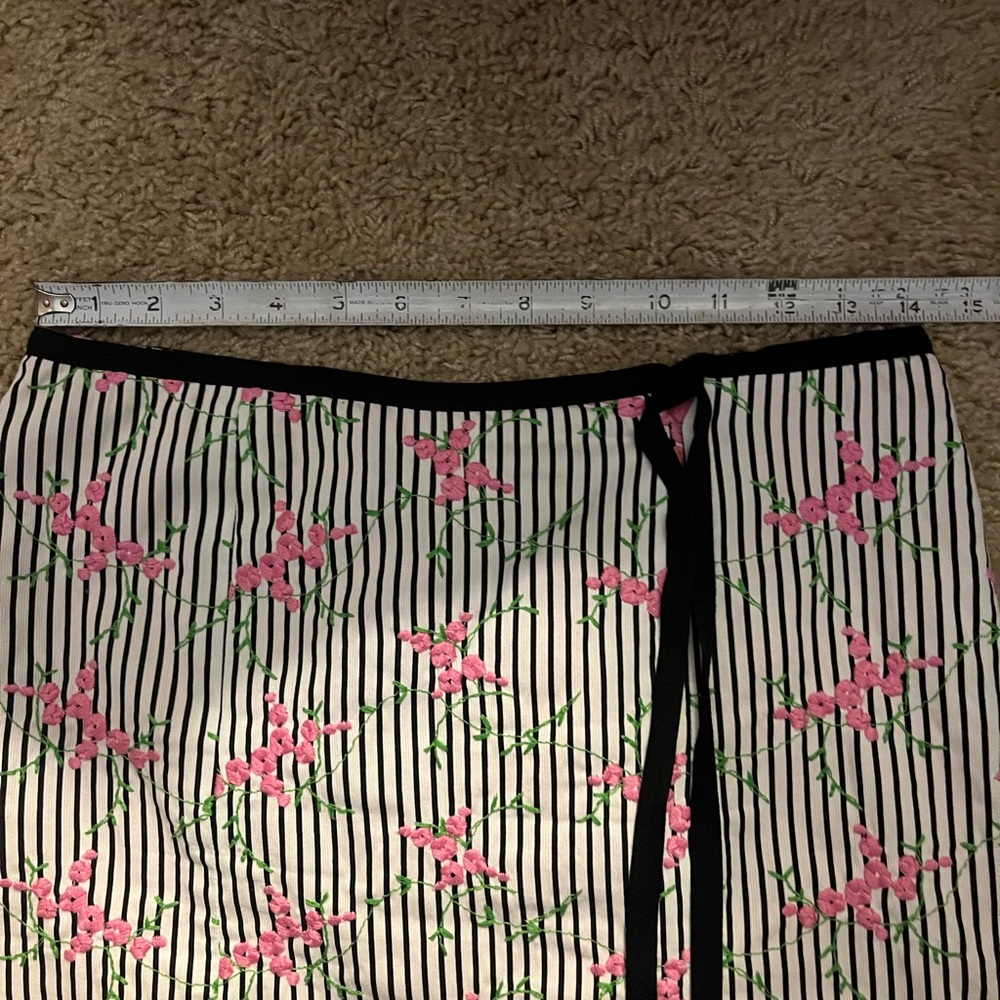 Nanette Lepore Embroidered Floral Striped Mini Skirt - Picture 7 of 7